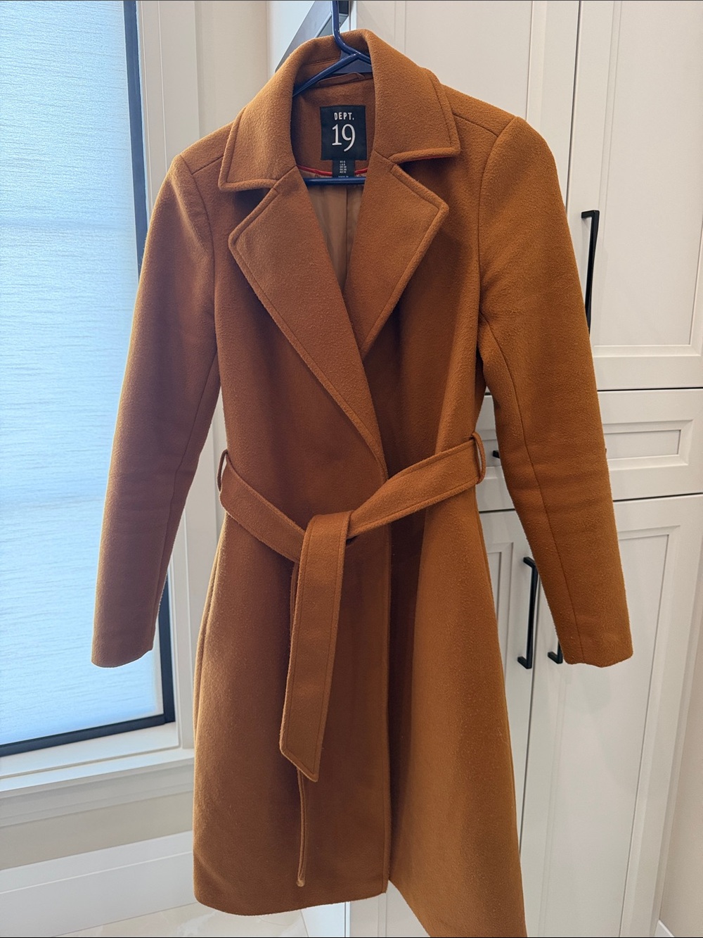 Women's Camel Tie-Waist Trench Coat